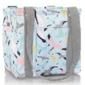 Light Blue Patterned Insulated Tote Bag